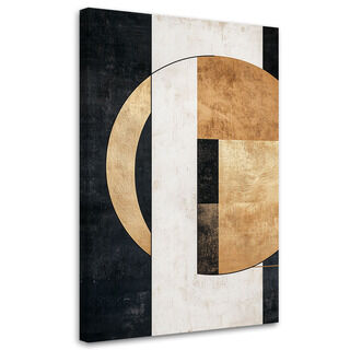 Leinwandbild, Geometrische Abstraktion Schwarz und Gold - (80x120)
