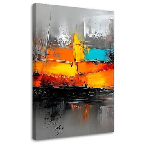 Leinwandbild, Abstraktion bunt auf grauem Hintergrund - (40x60)