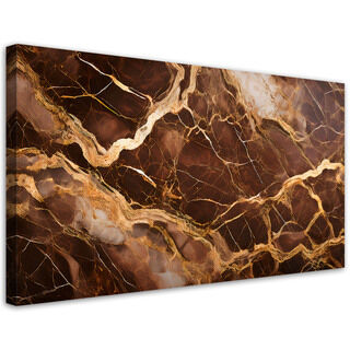 Leinwandbild, Brauner Marmor mit Gold-Gold-Abstrakt - (120x60)