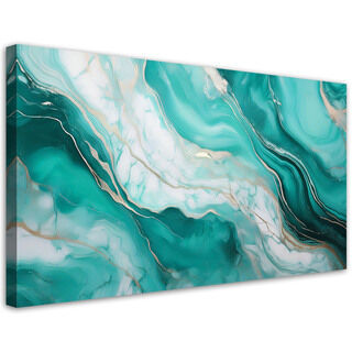 Leinwandbild, Türkisfarbener Marmor mit Gold - (120x60)