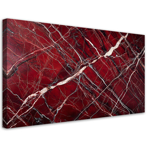 Leinwandbild, Roter Marmor mit goldenem Glamour-Stil - (100x50)