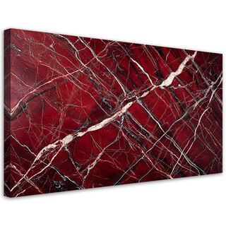Leinwandbild, Roter Marmor mit goldenem Glamour-Stil - (80x40)