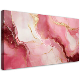 Leinwandbild, Rosa Marmorstein-Goldelemente - (80x40)