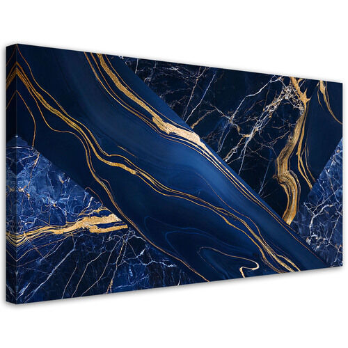 Leinwandbild, Abstraktion aus blauem Goldmarmor - (120x60)