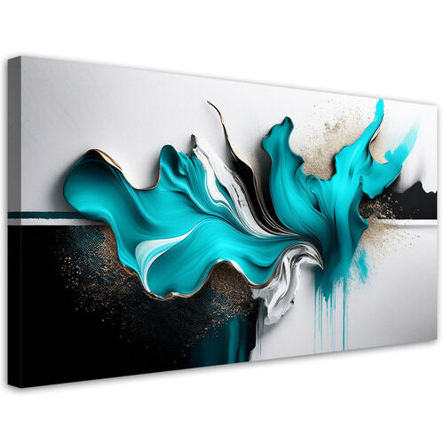 Leinwandbild, Türkisfarbener Abstraktions-3D-Effekt - (80x40)