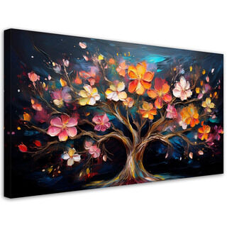 Leinwandbild, Bunter Baum der Lebensabstraktion - (80x40)