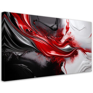 Leinwandbild, Abstraktion Rot Schwarz 3D - (80x40)