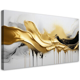 Leinwandbild, Goldene 3D-Abstraktion - (120x60)