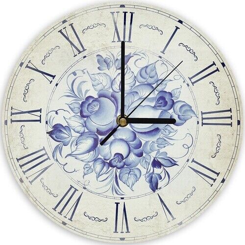 Wanduhr, violette Blumen