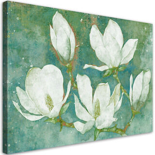 Leinwandbild, Blühende Magnolien abstrakt