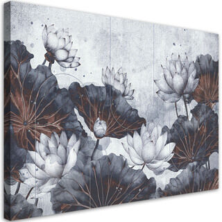 Leinwandbild, Lotusblumen abstrakter Beton
