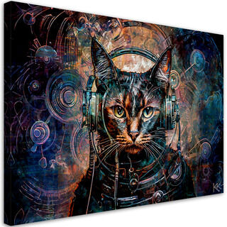 Leinwandbild, Futuristische Katze abstrakt