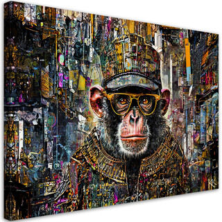 Leinwandbild, Affe mit bunten Akzenten