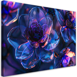 Leinwandbild, Marineblaue Glasblumen – Tiefe 3D