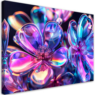 Leinwandbild, Bunte Glasblumen - Blumenstrauß