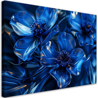 Leinwandbild, Blaue Glasblumen 3D-Makro
