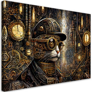 Leinwandbild, Fantastische Katze im Steampunk-Stil