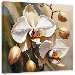 Leinwandbild, Orchidee beige lackiert