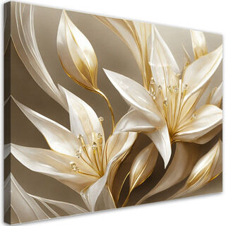 Leinwandbild, Lilien in Gold
