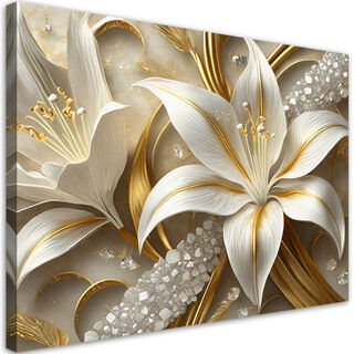 Leinwandbild, Lilien Glamour Gold