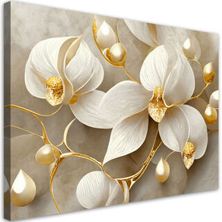 Leinwandbild, Orchideen-Glamour-Gold