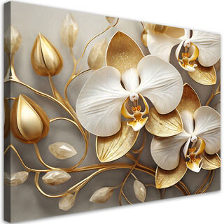 Leinwandbild, Orchideen-Glamour-Gold