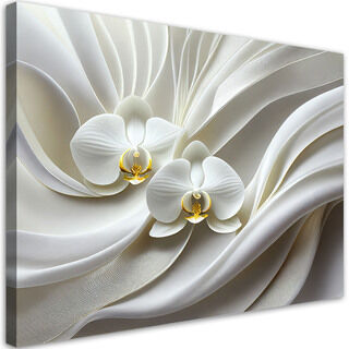 Leinwandbild, Weiße Orchidee 3D-Abstraktion