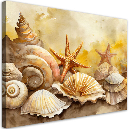 Leinwandbild, Muscheln und Seesterne bemalt