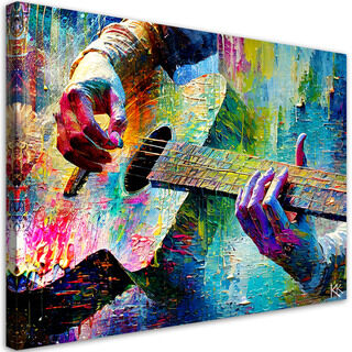 Leinwandbild, Gitarrenmusik bunt