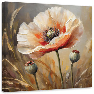 Leinwandbild, Mohnblumen wie gemalt