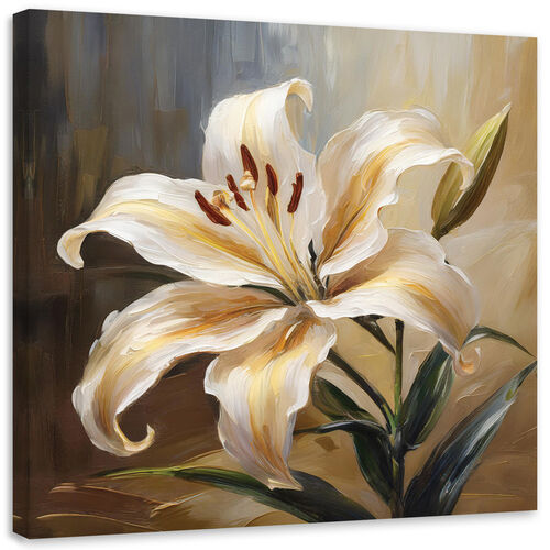 Leinwandbild, Lilie bemalte Blume