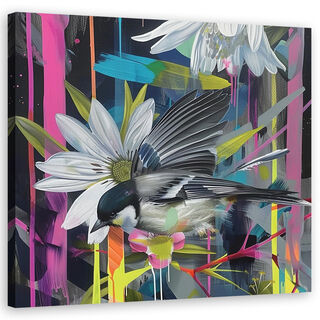 Leinwandbild, Bunte Zusammenfassung mit Vogel