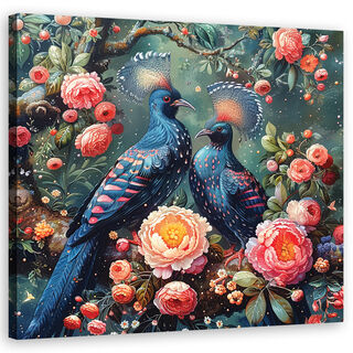 Leinwandbild, Vögel Blumen Tiere