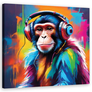 Leinwandbild, Affe DJ-Farbe