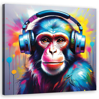 Leinwandbild, Affen-DJ-Pop-Art