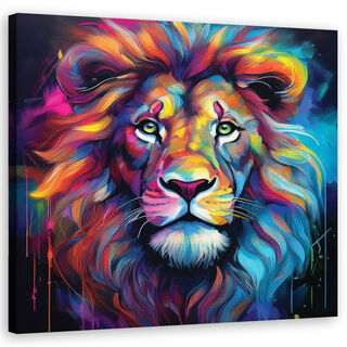 Leinwandbild, Löwe Pop Art farbig