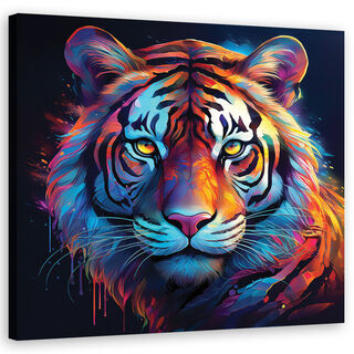 Leinwandbild, Tiger-Pop-Art farbig