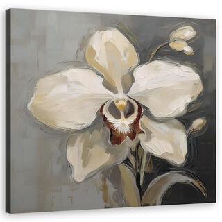 Leinwandbild, Weiß bemalte Orchidee