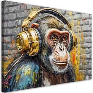 Leinwandbild, Affen-DJ-Musik