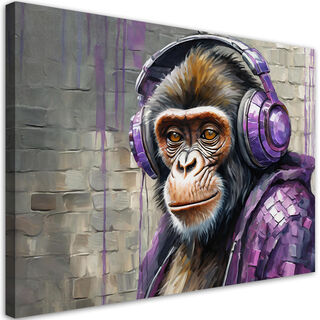 Leinwandbild, DJ Monkey Purple