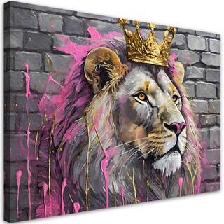 Leinwandbild, König der Löwen Rosa