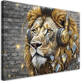 Leinwandbild, Löwen-DJ-Musik