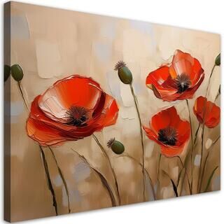 Leinwandbild, Bemalte Mohnblumen