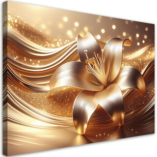 Leinwandbild, Blume, goldener Glamour