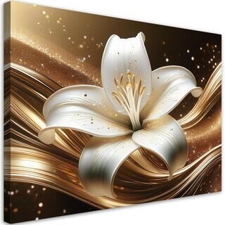 Leinwandbild, Lilienblume, Gold