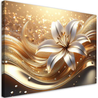 Leinwandbild, Blume, Glamour, Gold