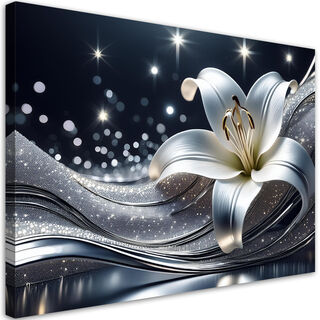 Leinwandbild, Natur, silberne Blume