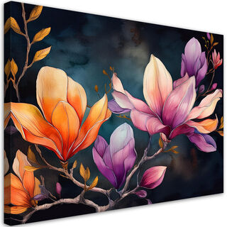 Leinwandbild, Bemaltes Magnolienblütenblatt