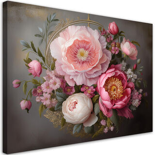 Leinwandbild, Natürliche Laubblüten Rosa