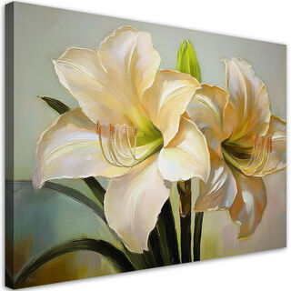 Leinwandbild, Weiß bemalte Blume